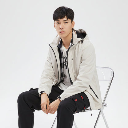 Men Single Layer Outdoor Hooded Jacket Casual