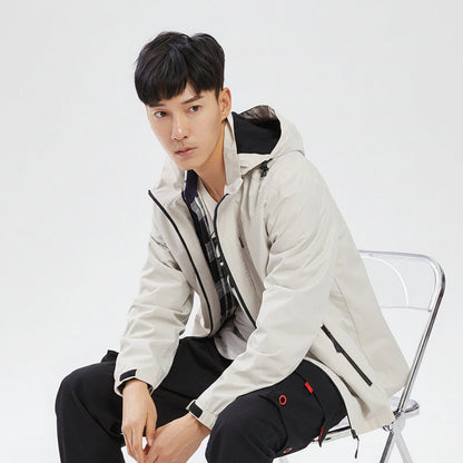 Men Single Layer Outdoor Hooded Jacket Casual