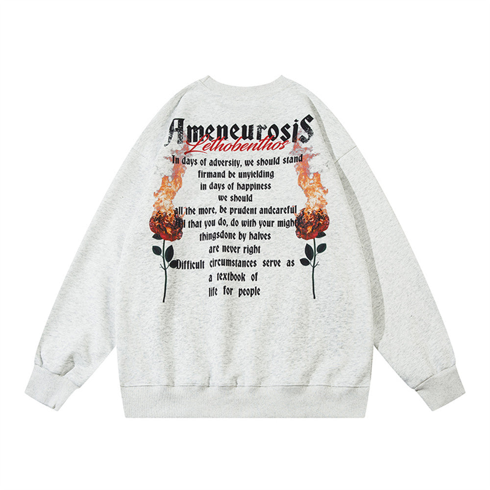 Men’s Casual Flame Graphic Cotton Streetwear Sweatshirt