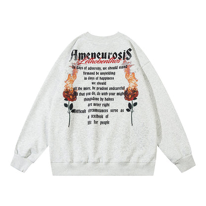 Men’s Casual Flame Graphic Cotton Streetwear Sweatshirt