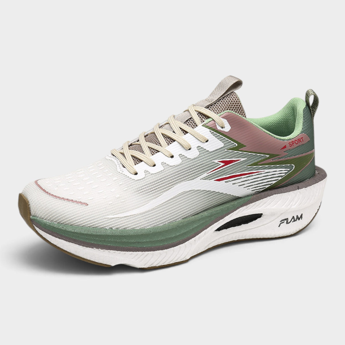 FLAM Men's Maximum Cushion Running Trainers – Cream/Sage
