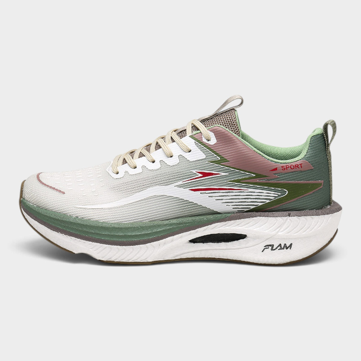 FLAM Men's Maximum Cushion Running Trainers – Cream/Sage