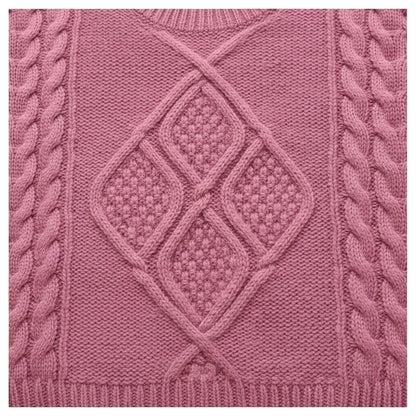 Women’s Loose Twist Sweater Mid Length Knit Pullover Long Sleeve